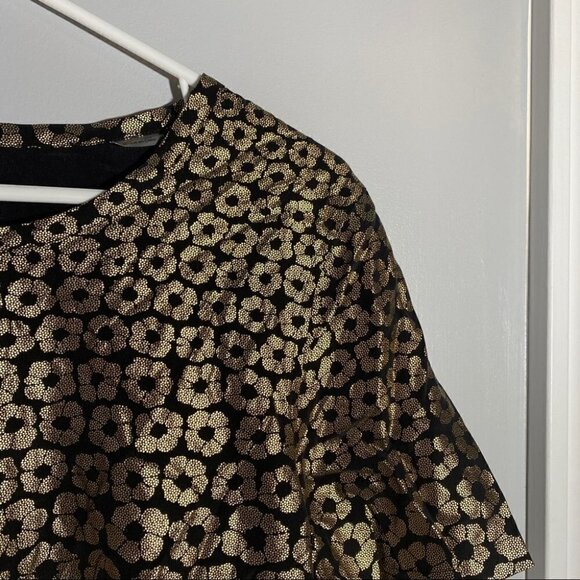Equipment Gold Floral Silk Short Sleeve Blouse - Picture 2 of 7